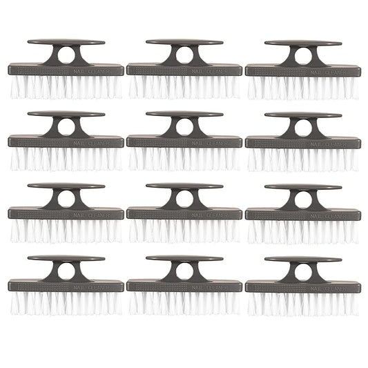 Superio Nail Scrubber Brush - All-Purpose Stiff Cleaning Brush for Hands, Feet, Kitchen & Work - Black, 12 Pack