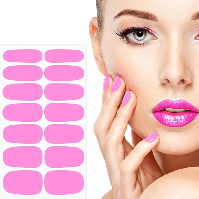 JERCLITY 196 Pieces 14 Sheets Fluorescence Solid Color Nail Polish Strips Vibrant Color Nail Wraps for Short Nails Nail Decals Self-Adhesive Nail Stickers Full Nail Wraps for Women Girls Nail Art