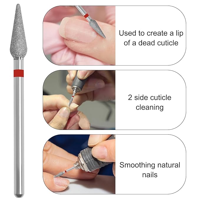 Cuticle Clean Nail Drill Bit 3/32'',Russian Manicure Drill Bits Professional Safety Carbide Under Nail Cleaner Nail Bit for Cuticle Dead Skin Nail Prepare, Manicure Nail Salon (Fine)