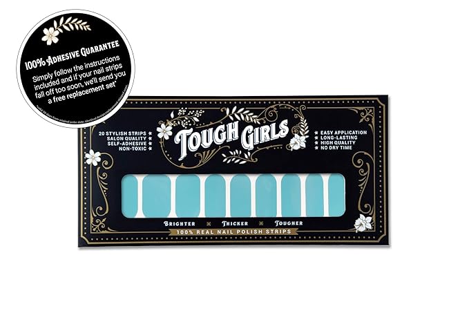 | 20 Exquisite Gel Nail Polish Strips w/Application Accessories - No UV/LED Lamp Required (Aqua Blue)