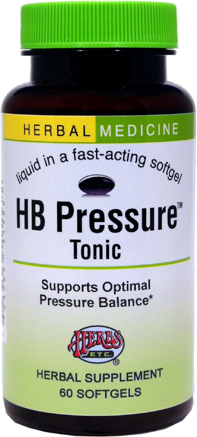 Herbs Etc. HB Pressure Tonic - Healthy Blood Circulation Support Supplement - Aid Cardiovascular Health - Herbal Supplement for Natural Energy Support - Gluten-Free - 60 Softgels (60 Servings)
