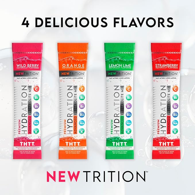 Hydration Powder, Electrolyte Powder Packets, Naturally Flavored Hydrating Packets for Water, Fast Acting Hydrate Electrolytes with Vitamins C & D, Wild Berry, 24 Servings