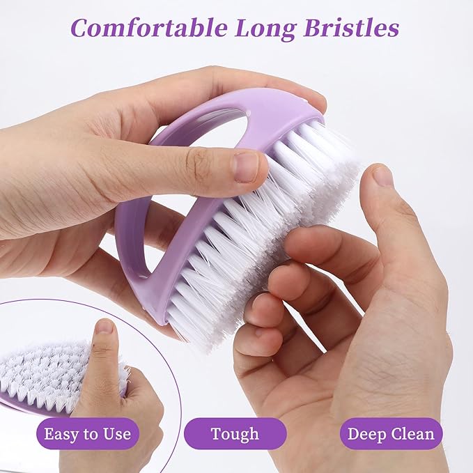 2 Pcs Nail Clean Brushes for Hand Finger Foot Toe Small Scrubber Cleaner with Handle for Cleaning Fingernails Nylon Firm Stiff Bristles Deep Clean Scrubber for Toes and Nails Men Women Kids