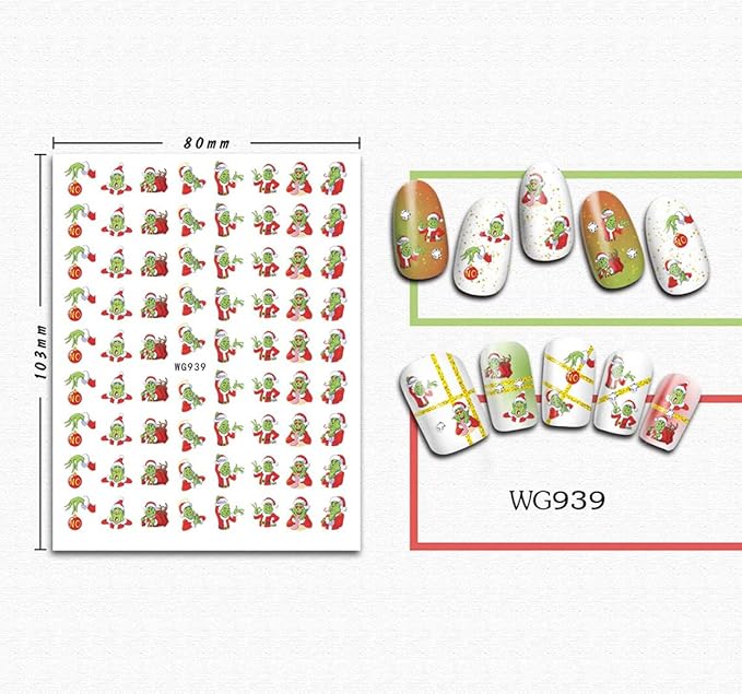 8 Sheets Christmas Nail Art Stickers - 3D Xmas Decals With Self-Adhesive Winter Nail Stickers for Holiday Designs