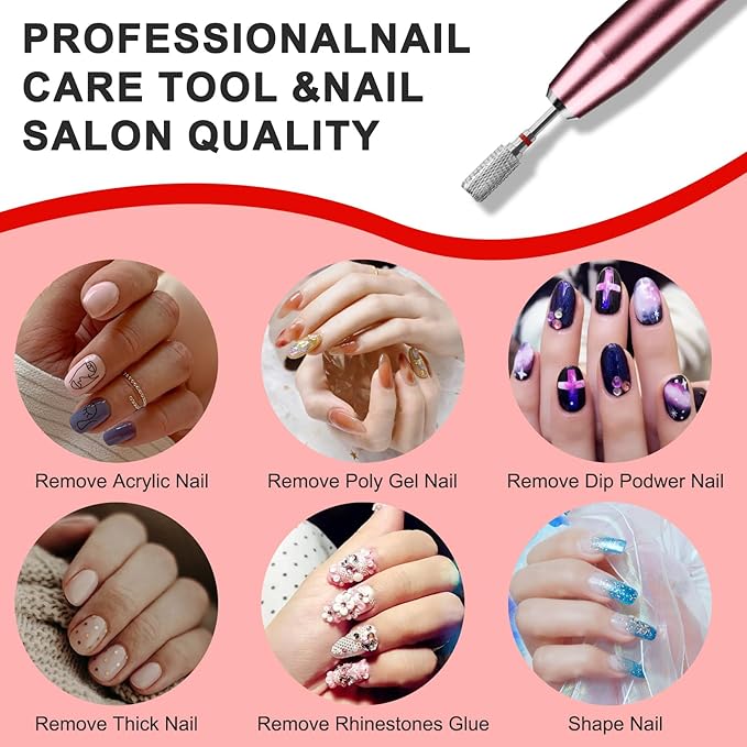 Safety Nail Drill Bits, 3/32'' Carbide Bits, Professional Nail Efile Bit For Nail Drill Machine, Suitable for Manicure Pedicure Cuticle Gel Polishing, Beginners Bits (Silver, Fine Grit)