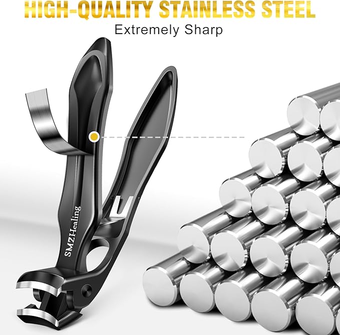 Stocking Stuffers for Men 2025, Toenail Clippers for Thick Nails Angled Head Large Nail Clippers with Wide Jaw, Heavy Duty Sharp Edgy Fingernail Clippers