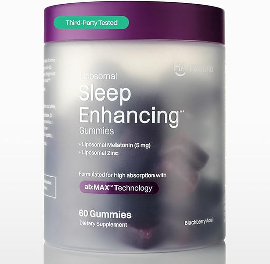 Liposomal Sleep Enhancing Gummies, 5 mg Melatonin, 160 mg L-Theanine, 30 mg Magnesium, 4mg Zinc, Improved Sleep, Stress Reducing, Calming Supplement - 30 Servings, BlackBerry Acai Flavor