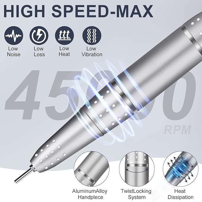 Electric Nail Drill Professional, Urbuti 45000RPM Nail Drill 4000mAh High Capacity Rechargeable Electric Nail File 11 Drill Bits Remover Gel Nail Polish Acrylic Nails Manicure for Salon Home(Gray)