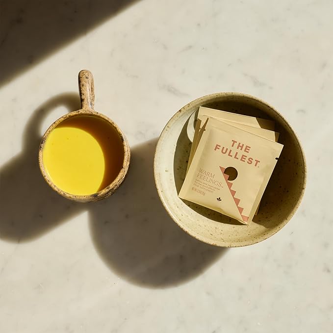 THE FULLEST - Warm Feelings 30-Day Supply Saffron Latte Bag - Saffron, Cardamom, and Coconut Milk Based Wellness Powder for Mood and Sleep Support, Sugar-Free, Vegan, and Gluten-Free, 30 Servings