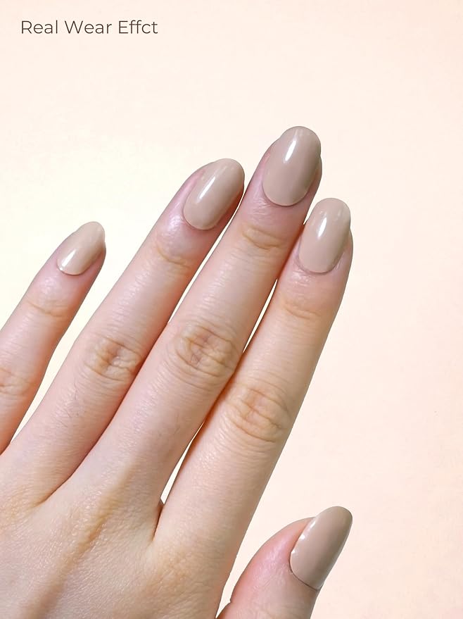 Pre Cured Gel Nail Strips - 44PCS Salon Quality Gel Nail Stickers - Long Lasting Polish Wraps for Women no UV Light Needed Easy Apply& Remove (Coconut Milk Nude)