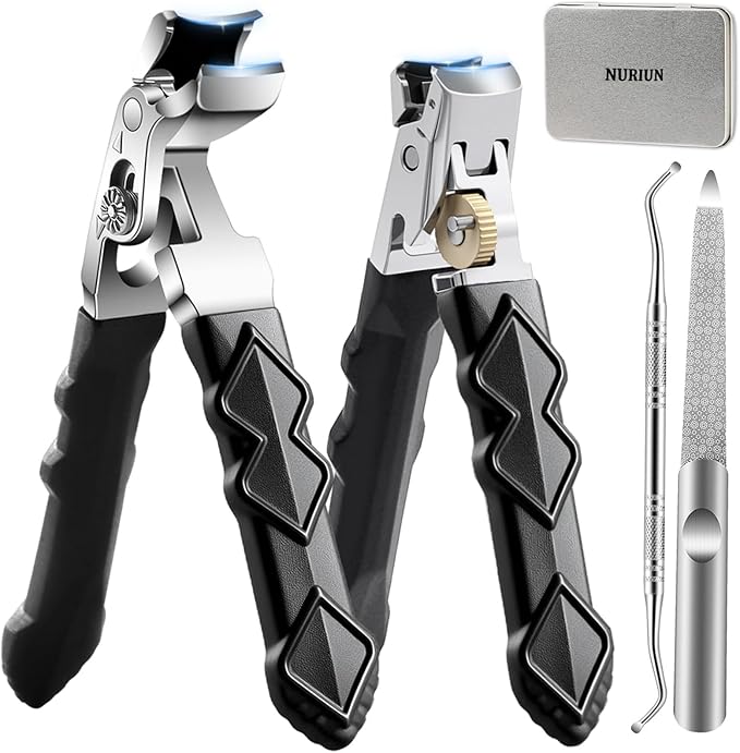 Thick Toenail Clippers for Seniors, Angled Head Large Nail Clippers for Men with Long Handle, Heavy Duty Professional Finger Nail Clippers Adult, Edgy Nail Clippers Cutters, 4PCS