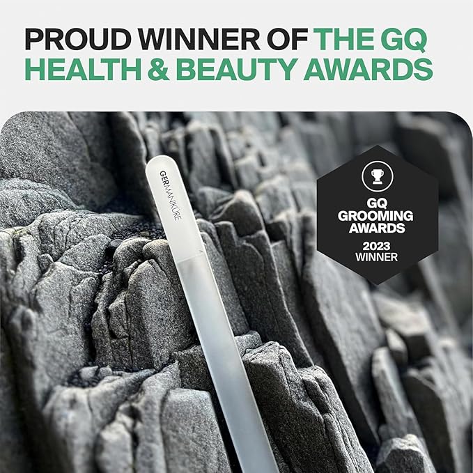 GERMANIKURE Glass Nail File in Cork Sleeve - Just Breathe - Professional Crystal Nail File for Natural Nails - Ideal Manicure & Pedicure Tool for Smooth, Easy Shaping - Nail Care Gift