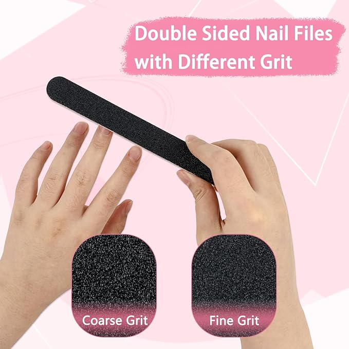 14 Pack Nail Files and Buffers Set, Professional Manicure Tools Kit, 100/180 Grit Black Nail Pedicure Files and Sanding Buffing Grinding Polishers for Nail Care