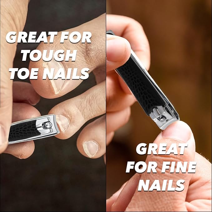 Best > Non-Slip < Stainless Steel Nail Clippers Set of 2, Large Toenail Clippers and Nail Trimmers, Toe Nail Clippers, Sharp Nail Clippers, Textured Silicon Handle to Prevent Slipping, Long Handle