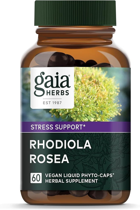 Gaia Herbs Rhodiola Rosea - Stress Support Supplement Traditionally for Supporting Healthy Stamina and Endurance - with Siberian Rhodiola Root Extract - 60 Vegan Liquid Phyto-Capsules (30-Day Supply)