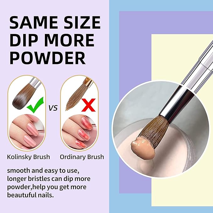 100% Kolinsky Acrylic Nail Brush,3D Nail Brushes for Acrylic Application(Size 8/10/12/14/16/18) Round Shape Pure Handmade, Professional Nail Art Brush Manicure for Women (#10)