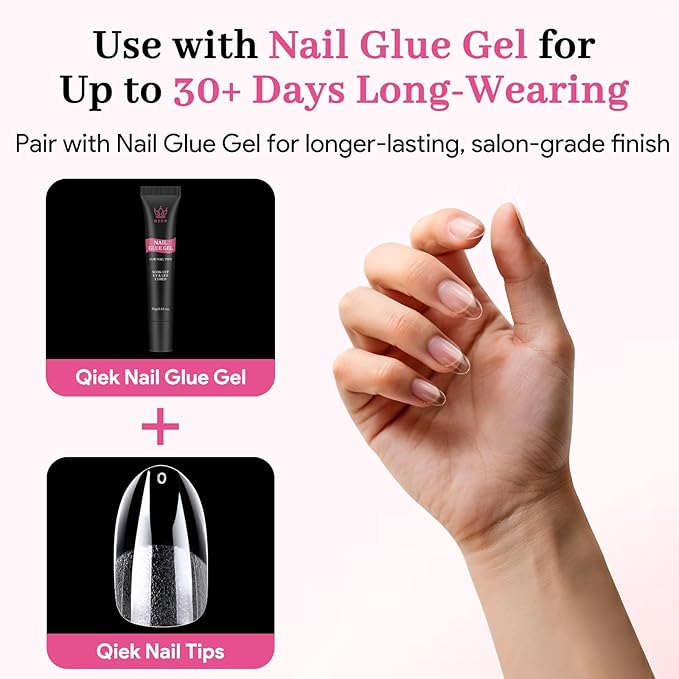 Medium Oval Fake Nail Tips - 15 Sizes 240 PCS Clear Half Matte Press On False Nail Tips Pre-shaped Soft Full Cover Gel Nail Tips Extensions Thick Long Lasting for DIY Beginners& Salon Manicure