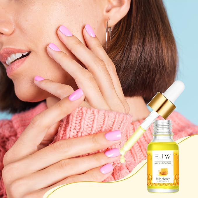 EJW Cuticle Oil for Nails, Hydrating, Scented Nail Oil Cuticle Care - Repaired Cuticles, Damaged Skin and Thin Nails, Moisturizes and Strengthens Nails, 0.5 fl.oz (Milk and Honey)