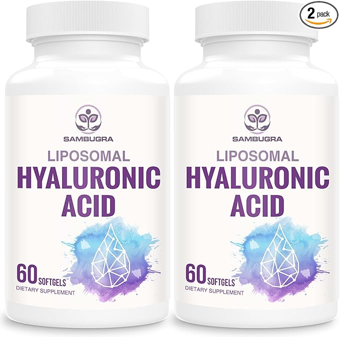 Liposomal Hyaluronic Acid 1000mg, High BioavailabilityHyaluronic Acid Capsules, Dietary Supplement Support Skin and Bones, 120 Capsules (Pack of 2)