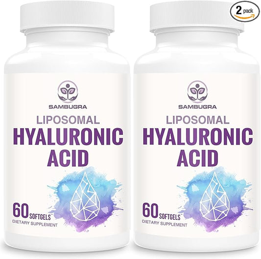 Liposomal Hyaluronic Acid 1000mg, High BioavailabilityHyaluronic Acid Capsules, Dietary Supplement Support Skin and Bones, 120 Capsules (Pack of 2)