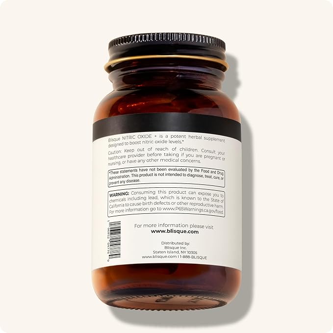 Blisque – Natural Nitric Oxide Booster Supplement for Blood Flow Support and Circulation | Doctor-Approved | with L-Arginine, Cayenne Fruit, and Beet Root | 90 Capsules | Vegan and Non-GMO