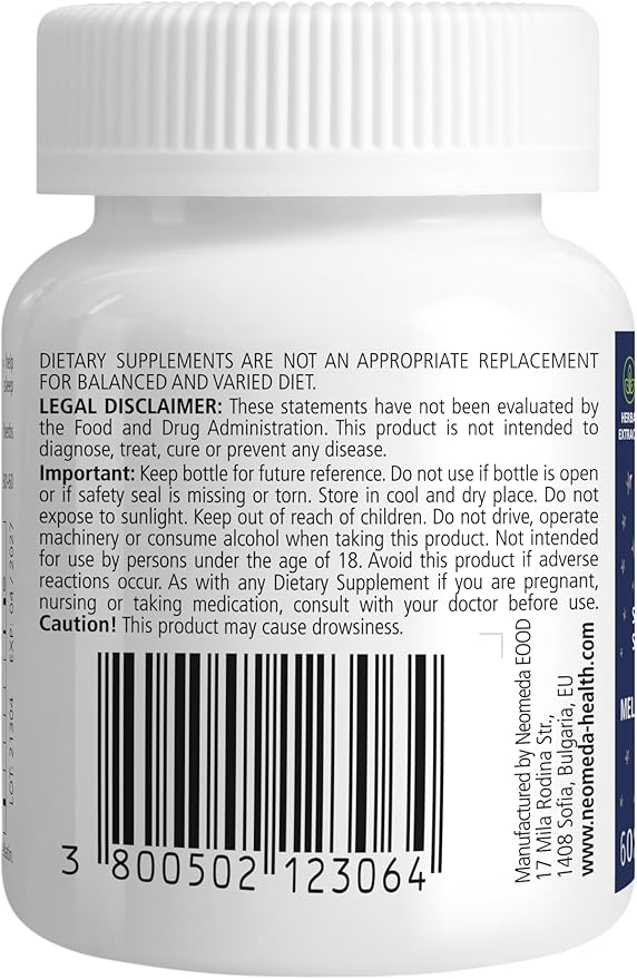Melatonin Sleep Herbal Blend - Natural Sleep Support for Restful Nights with Melatonin 5mg & Calming Herbs - Drug-Free Dietary Supplement, 60 Capsules, 60-Day Supply