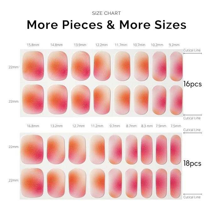 Semi Cured Gel Nail Strips - NAILOG 34 Pcs Nude Pink Gel Nail Stickers Extra Long Nail Wraps with Glossy Gel Finishing for Spring Summer, Pink Aurora