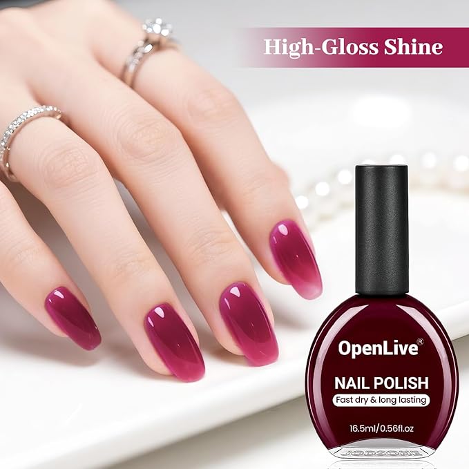 16.5ml Jelly Rose Red Nail Polish Large Volume Quick Dry Nail Polish, Long Lasting Shine, Fingernail Toenail Nail Art DIY Home Travel Nail Art Gift