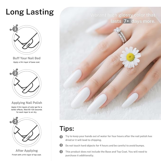 16.5ml White Nail Polish Large Volume Quick Drying Nail Polish, Fast Drying and Long Lasting Color Nail Art DIY Home Manicure Gift for Women