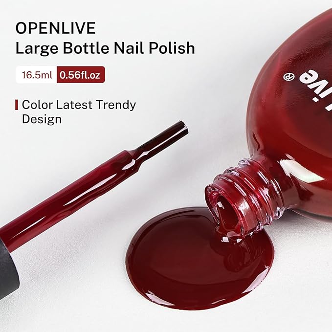 16.5ml Dark Red Nail Polish Large Volume Quick Dry Nail Polish, Long Lasting Shine, Fingernail Toenail Nail Art DIY Home Travel Nail Art Gift