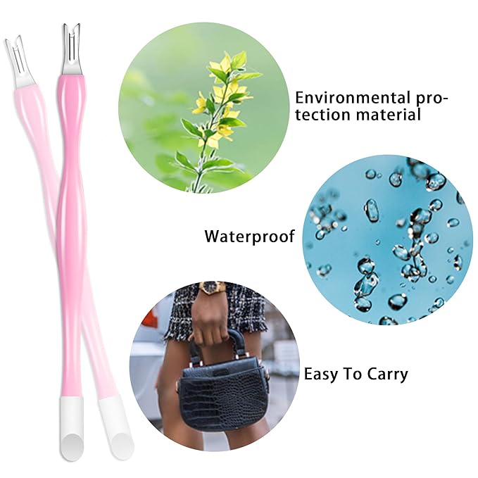 Allstarry 30 Pieces Nail Cuticle Trimmer Remover Plastic Handle Cuticle Pusher Rubber Nail Cleaner Double Head Dead Skin Cuticle Knife Removal Fork Nail art Tools for Girls Women and Men - Pink