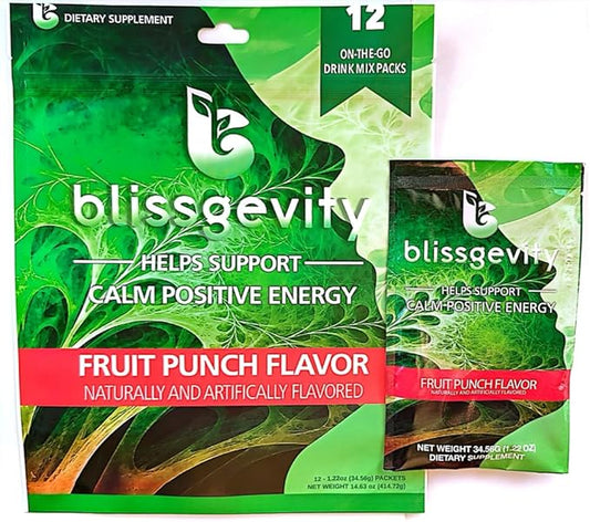 Mood Support Drink Mix - 150mg Apigenin - Phenylethylamine Promotes Focus and Mental Clarity - Herbal Wellness Support - Fruit Punch with Sugar - 12 Packets