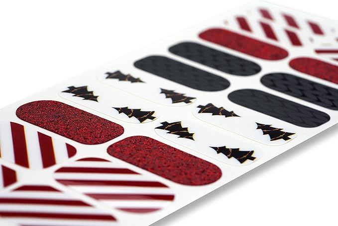 | 20 Exquisite Gel Nail Polish Strips w/Application Accessories - No UV/LED Lamp Required (Holiday | Classic Christmas)