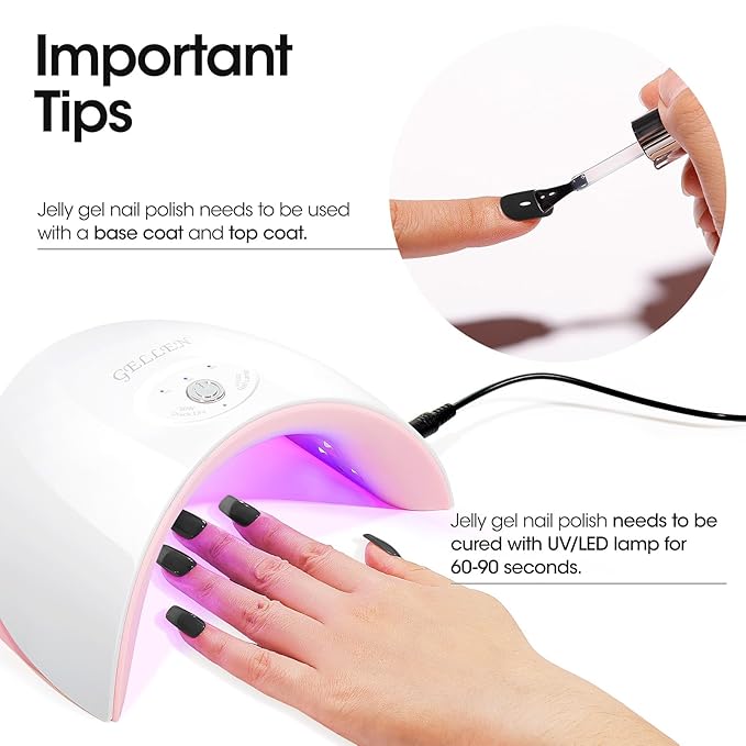 Gellen Black Gel Nail Polish 18ML 1Pc Sheer Classic Black Gel Polish Soak off UV Light Translucent Nail Polish Salon DIY Nail Art Manicure at Home Christmas Gifts, 0.61 Fl Oz