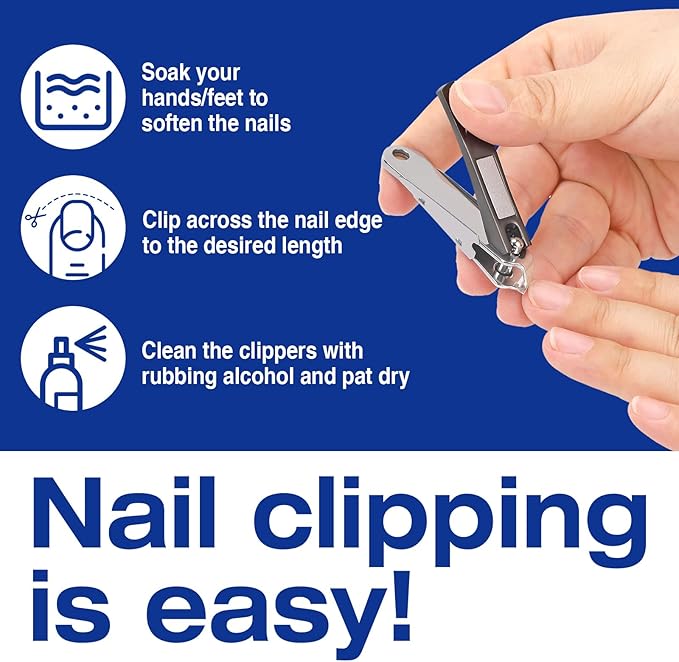 Ingrown Toenail Clippers for Thick Nails (2-Pack) - Professional Grade Stainless Steel Nail Clipper Kit with Anti-Splash Design - Effective Ingrown Nail Removal for Men & Women