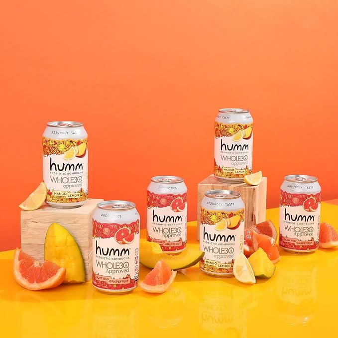 Humm Whole30 Approved Kombucha, Ruby Red Grapefruit, Organic, Vegan & GMO Free (12 Pack)