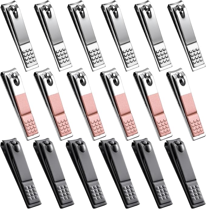 18 PCS Stainless Steel Nail Clipper Cutter Fingernails Toenail Clipper Cutter Set Black Sliver Rose Gold Men Women Travel Party Favor