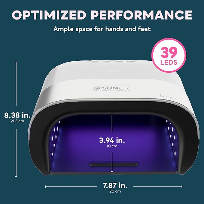 SUNUV SUN3 Professional UV Light for Gel Nails, LED Nail Lamp for Gel Polish with 4-Timer and Sensor, 39 PCS LED Beads, UV Dryer for Salon Home Gift for Woman Mom Girl