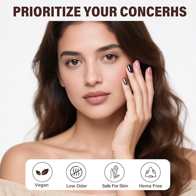EBANKU 6 Pcs 15ML Pink Gel Nail Polish Set, Same Color Same Bottle Nude Brown Fall Soak Off Gel Nail Polish Kit Nail Art Manicure Gifts for Women
