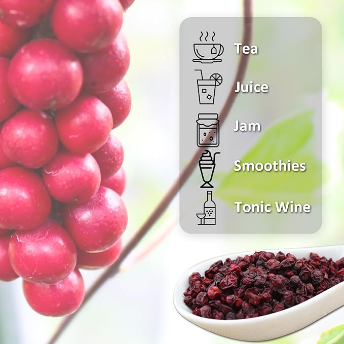 MAYKER Schisandra Berry 8.8OZ (250grams) | Sun-dried Schisandra Berry for Tea | Tart Flavor Base for Beverages, Mocktails