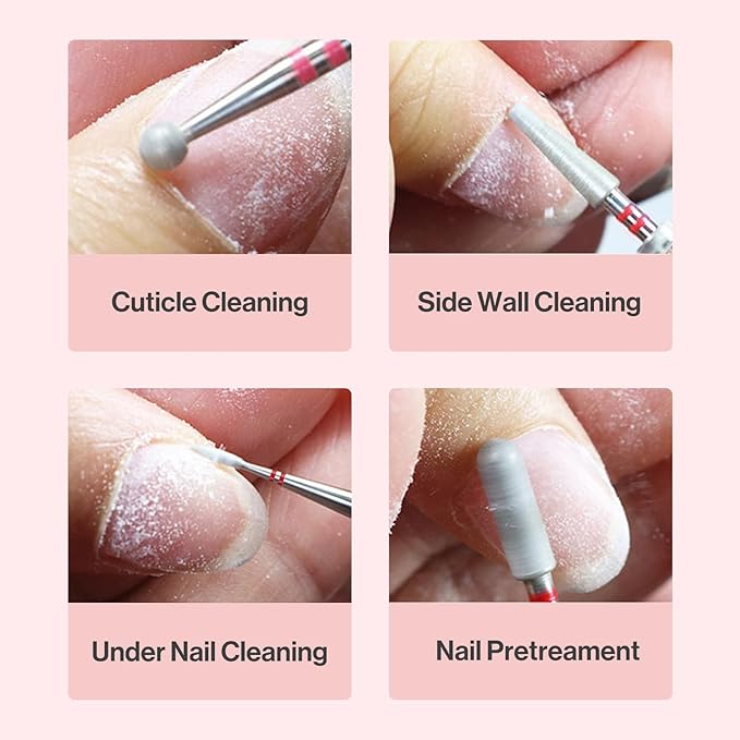 MelodySusie 2.1mm Nib Shape Cuticle Clean Nail Drill Bit 3/32'', Professional Safety Carbide Diamond Under Nail Cleaner for Cuticle Dead Skin Nail Prepare, Beginners Bits, Series Bit-S, Fine
