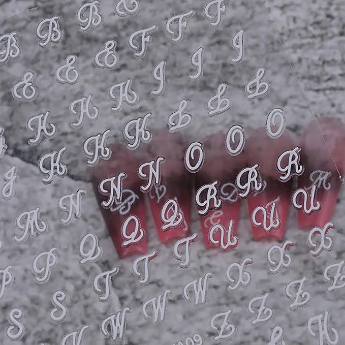 12 Sheet Letters Nail Stickers English Alphabet Nail Decals 3D Self-Adhesive Nail Art Stickers Gold Retro Letters Nail Sticker Manicure Decorations for Women DIY Acrylic Nails Art Supplies