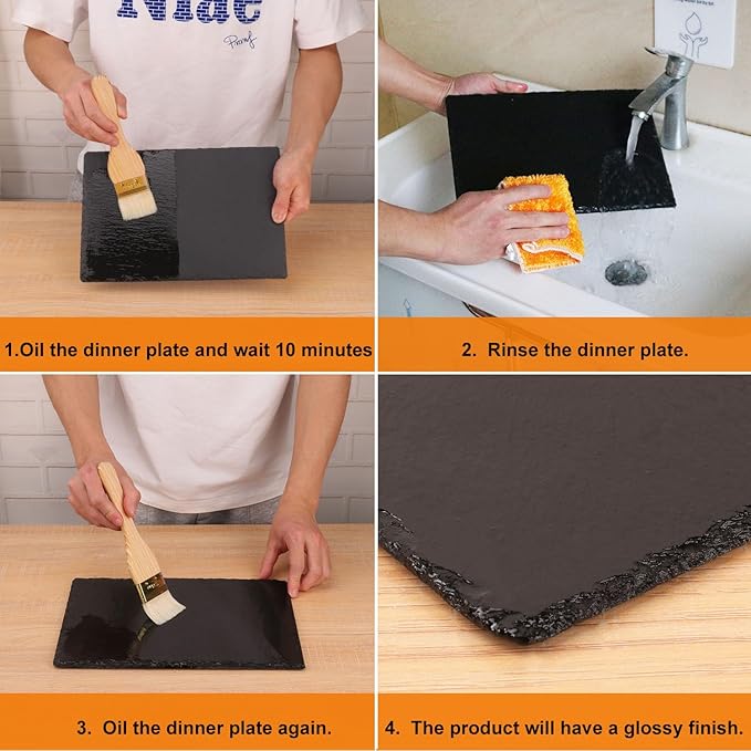 10 Pack 12 x 8 Inch Slate Cheese Boards, Black Rectangle Slate Charcuterie Boards, Natural Charcuterie Stone Plates for Parties, Gifts, and Special Events, Cheese, Sushi, Food.