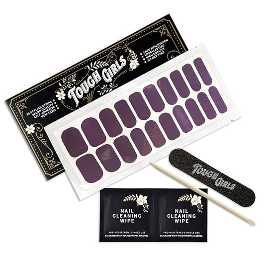 | 20 Exquisite Gel Nail Polish Strips w/Application Accessories - No UV/LED Lamp Required (Purple)