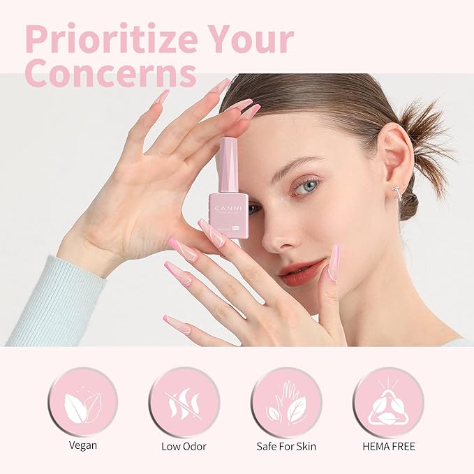 CANNI Light Pink Gel Nail Polish, 1Pcs Baby Pink Gel Polish Soft Pale Pink Color High Gloss Soak Off U V Nail Manicure Salon DIY