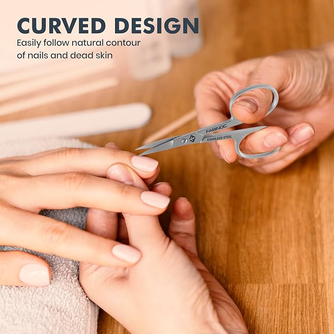 Fine Curved Cuticle Scissors for Nails – German Quality Stainless Steel – Cuticle Scissors for Women – Small Sharp Grooming Scissors for Manicure & Eyebrows