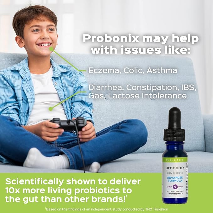 Humarian Probonix Advanced Liquid Probiotics for Kids 30 lbs and Up - 8-Strain Kids Probiotic Drops to Fortify Gut Health, Immunity and More - 30-Day Supply - Tasty Grape Flavor