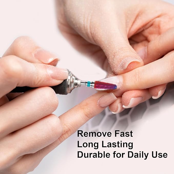 3/32" 2PCS Clean Cone Bits Medium Grit Carbide Cuticle Cleaner Bit for Electric Nail Drills – Professional Manicure Tool for Nail Salons and Home Use (M Grit. Purple)