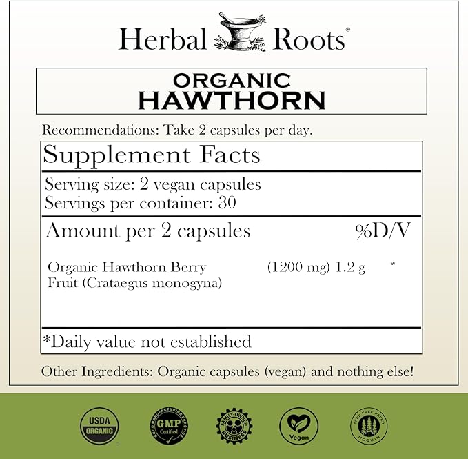 Herbal Roots Certified Organic Heart Health Trio, Hawthorn, Ceylon Cinnamon, Beetroot Herbal Supplements
