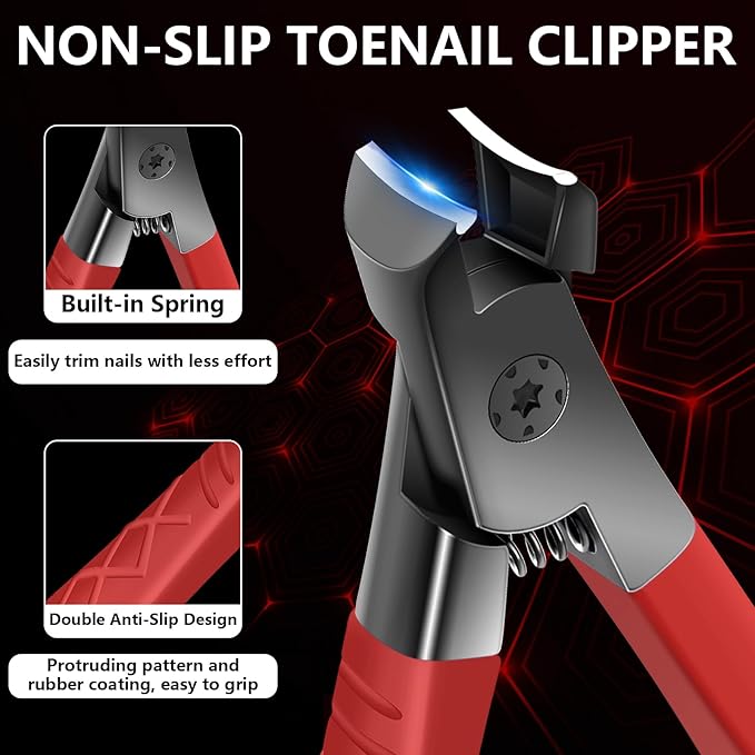 Upgraded Large Nail Clippers for Men, Senior Toenail Clippers with Non-Slip Long Handle and Open Jaw for Thick Toenails